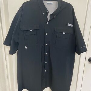 Columbia Bahama PFG Omni Shade Men’s Black Short-Sleeve Button up Fishing Shirt